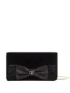 Valentino Vlogo Signature Velvet Bow Clutch Bag In Black