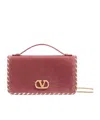 Valentino Vlogo Signature Velvet Chain Wallet With Jewel Logo In Red