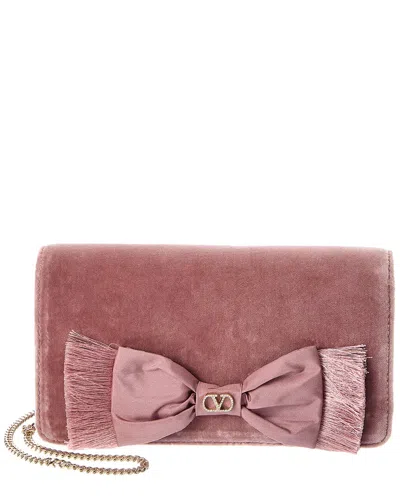 Valentino Garavani Valentino Vlogo Signature Velvet Clutch In Pink