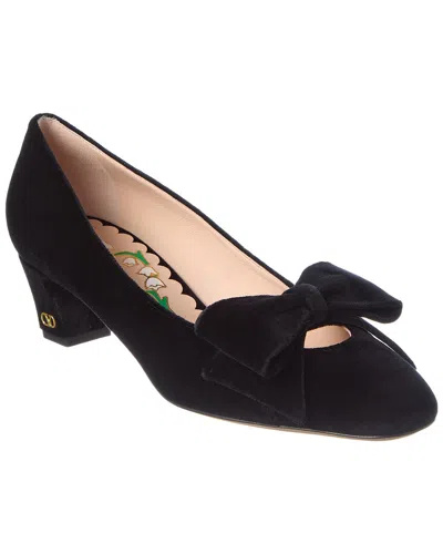 Valentino Garavani Bowow 45 Bow-embellished Velvet Pumps In Black
