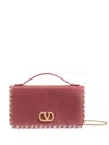 Valentino Vlogo Signature Velvet Wallet On Chain In Pink