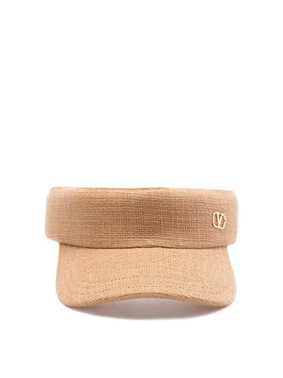Valentino Garavani Vlogo Signature Sun Visor In Beige O Tan