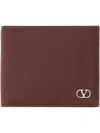 Valentino Bi-fold Textured Vlogo Signature Wallet In Burgundy