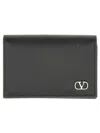 Valentino Snap Button Logo Cardholder Wallet In Black