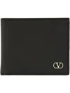 Valentino Vlogo Signature Billfold Black Leather Wallet In Black