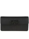 Valentino Garavani Vlogo Signature Grainy Calfskin Wallet With Chain Woman Black Uni In Black