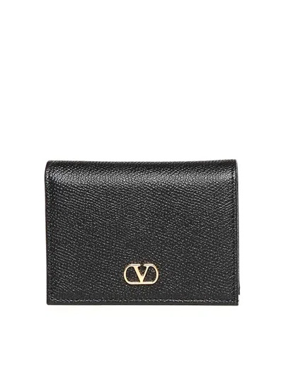 Valentino Garavani Vlogo Signature Wallet In Grained Calfskin In Black