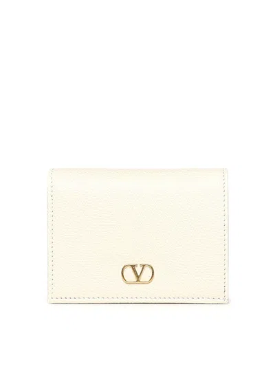 Valentino Garavani Vlogo Signature Wallet In Grained Calfskin In White