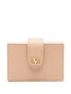 Valentino Garavani Vlogo Signature Leather Card Case In Neutral