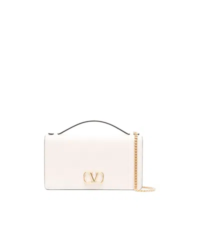 Valentino Garavani Vlogo Signature Wallet-on-chain In Beige