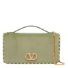 Valentino Garavani Vlogo Signature Velvet Wallet On Chain In Neutral