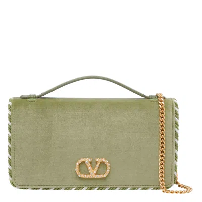 Valentino Garavani Vlogo Signature Wallet On Strap In Neutral