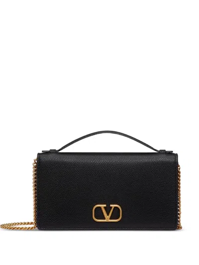 Valentino Garavani Valentino Vlogo Signature Wallet Strap For Women In Nero