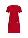 Valentino Womens Paris Pocket-front Short-sleeve Wool-blend Midi Dress In Blue