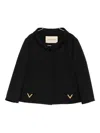 Valentino Button-detailed Embellished Wool And Silk-blend Crepe Jacket In Black