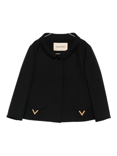 Valentino Vlogo Signature Wool And Silk Jacket In Black