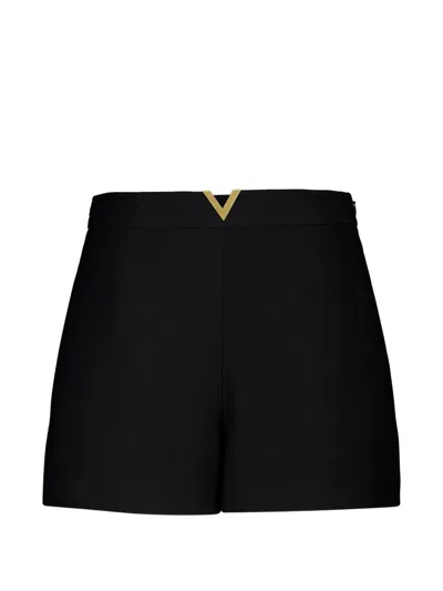 Valentino Vlogo Signature Wool And Silk Shorts In Black