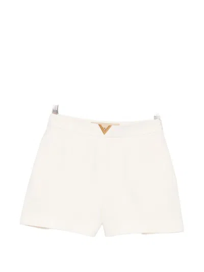 Valentino Vlogo Signature Wool And Silk Shorts In Neutral