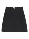 Valentino Vlogo Signature Wool And Silk Skirt In Black