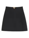Valentino Vlogo Signature Wool And Silk Skirt In Black