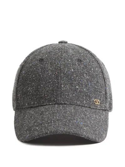 Valentino Garavani Vlogo Signature Wool Baseball Cap In Gray