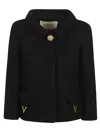 Valentino Vlogo Signature Wool Jacket Round Collar In Black