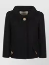 Valentino Vlogo Signature Wool Jacket Round Collar In Black