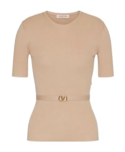 Valentino Vlogo Signature Wool Jumper In Nude