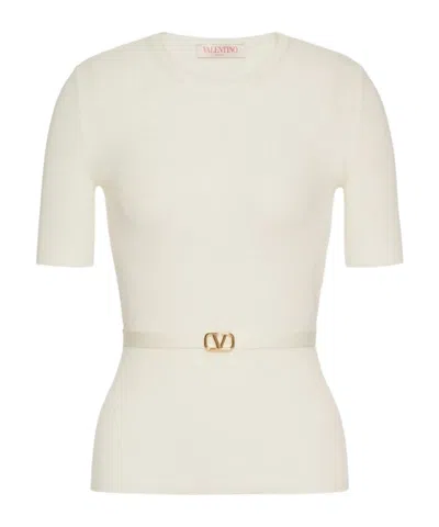 Valentino Vlogo Signature Wool Jumper In White