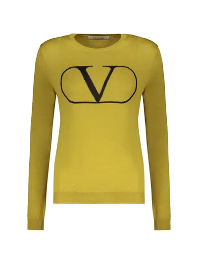 Valentino Vlogo Signature Wool Sweater In Green