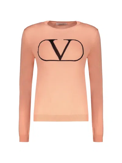 Valentino Vlogo Signature Wool Sweater In Orange
