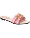 Valentino Vlogo Signature Slide Sandal With Crochet Embroidery In Pink