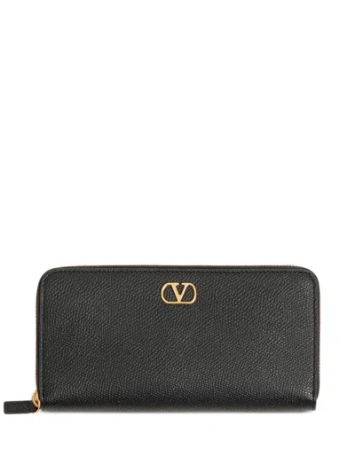 Valentino Garavani Valentino Vlogo Signature Zip Around Mini Wallet In Nero