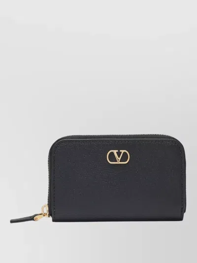 Valentino Garavani Vlogo Signature Zipped Wallet And Cardholder In Black
