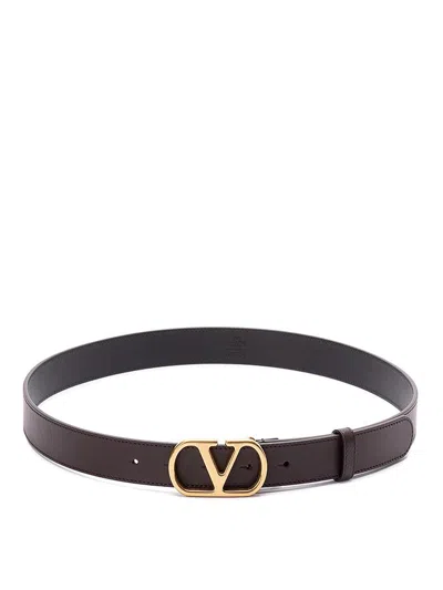 Valentino Garavani Men's Vlogo Signature Dark Belt In Brown