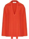 Valentino Vlogo Silk Blouse In Orange