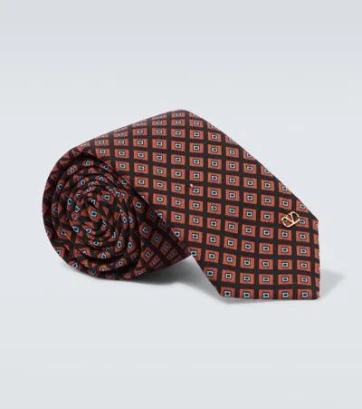 Valentino Garavani Vlogo Silk Jacquard Tie In Burgundy