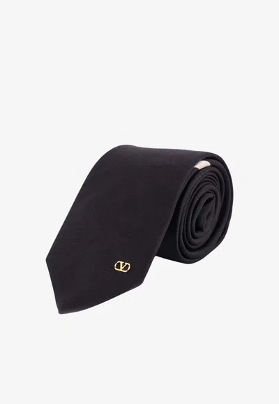 Valentino Garavani Vlogo Silk Tie In Blue
