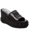 Valentino Vlogo Silk Torchon 100 Leather Wedge Sandal In Black