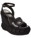 Valentino Vlogo Silk Torchon 130 Leather Wedge Sandal In Black