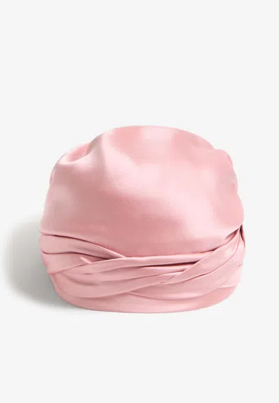 Valentino Vlogo Silk Turban Scarf With Braid In Rose Mist/gold