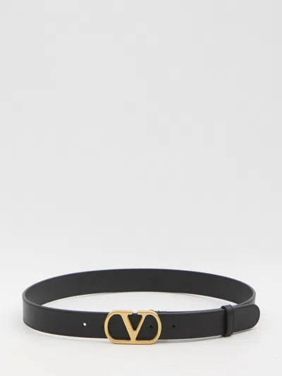 Valentino Garavani Valentino Vlogo 30 Black Leather Belt