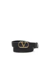 Valentino Vlogo Singature Leather Belt In Black