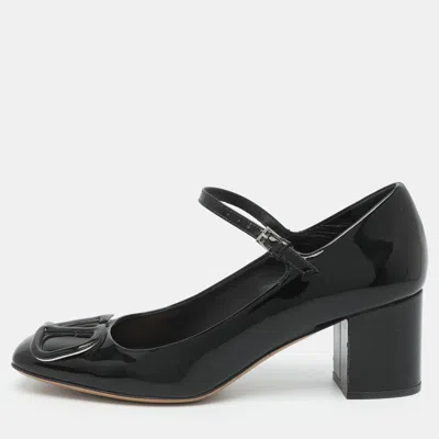 Pre-owned Valentino Garavani Vlogo Size 36 Black Patent Leather Mary Jane Pumps