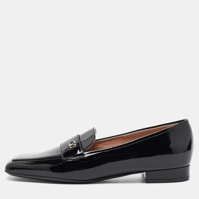 Pre-owned Valentino Garavani Vlogo Size 37 Black Patent Leather Loafers