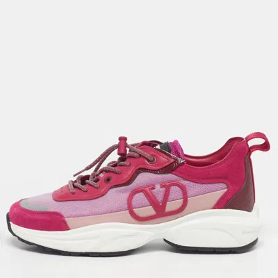 Pre-owned Valentino Garavani Vlogo Size 39 Multicolor Mesh And Suede Lace Up Sneakers