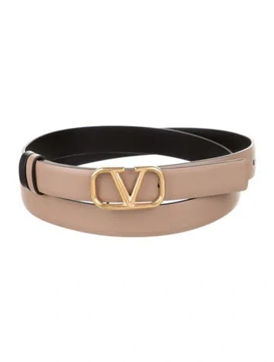 Pre-owned Valentino Garavani Vlogo Skinny Belt In Neutral