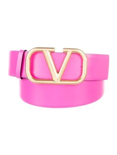 Pre-owned Valentino Garavani Vlogo Skinny Belt In Pink