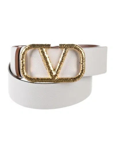 Pre-owned Valentino Garavani Vlogo Skinny Belt In White