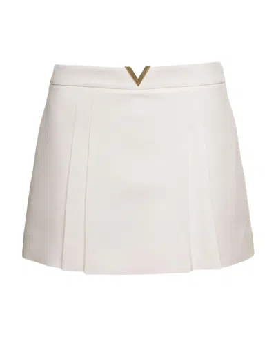 Valentino V-logo Skirt In White
